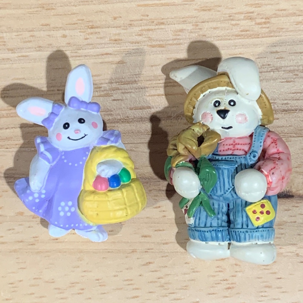 Vintage Easter Unlimited Bunny Rabbit Pin Brooch Lot 2 Piece Kitschy‎ Spring